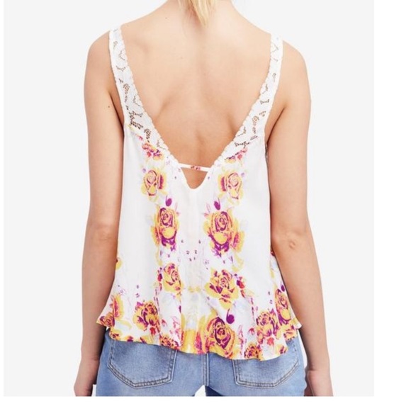 NWT Free People Morning Rose Lace-Trim Camisole - Picture 2 of 8